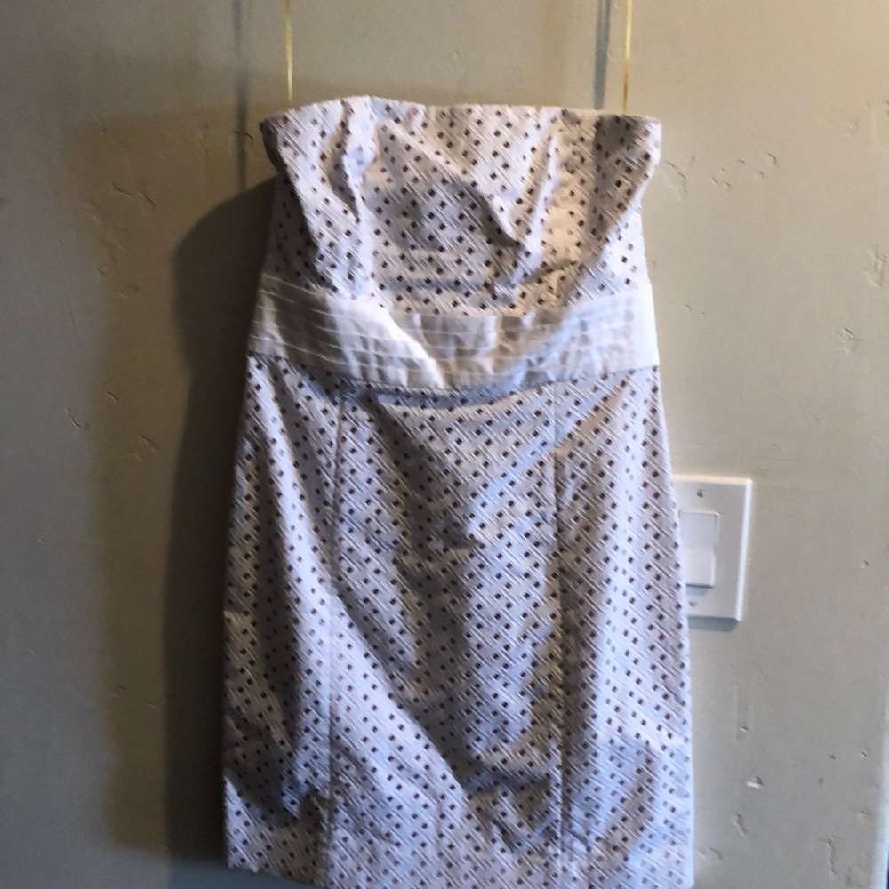 Strapless white eyelet dress